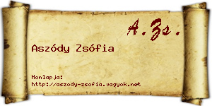 Aszódy Zsófia névjegykártya